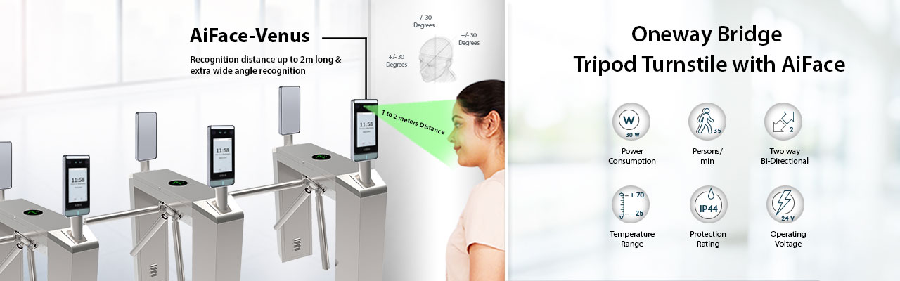 eSSL Tripod Turnstile with AI Face Recognition
